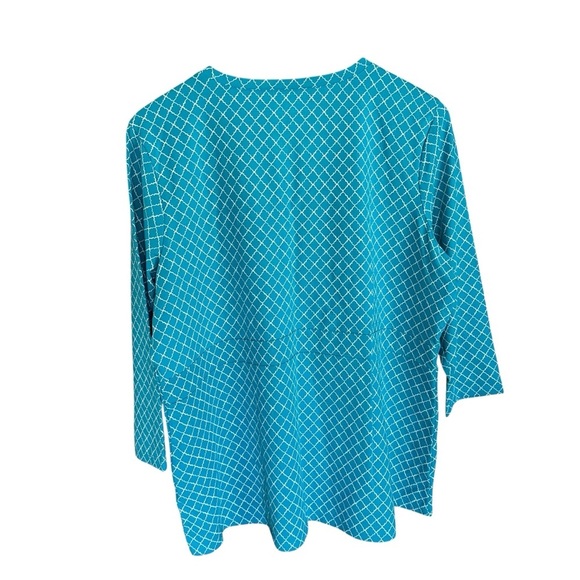 L.L. Bean Womens Size 1X Turquoise Wrap Top 3/4 Sleeve Workwear Classic Style - Picture 5 of 11